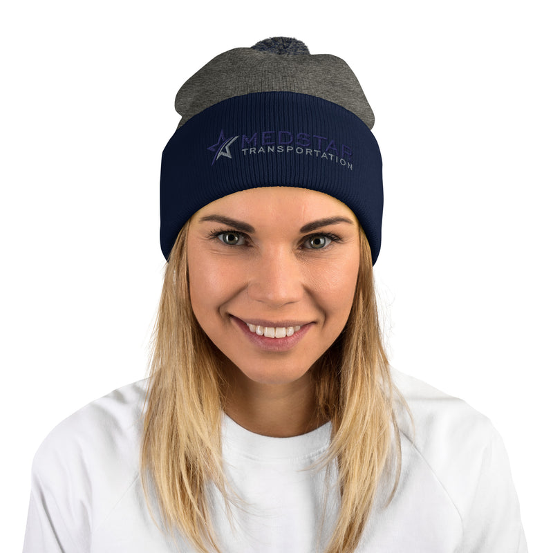 POM-POM BEANIE (MULTIPLE COLOR OPTIONS) - PUFF EMBROIDERY WITH COMPANY LOGO