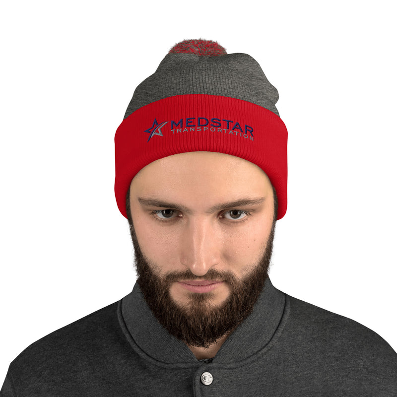 POM-POM BEANIE (MULTIPLE COLOR OPTIONS) - PUFF EMBROIDERY WITH COMPANY LOGO