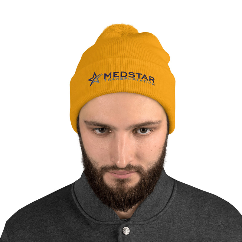 POM-POM BEANIE (MULTIPLE COLOR OPTIONS) - PUFF EMBROIDERY WITH COMPANY LOGO