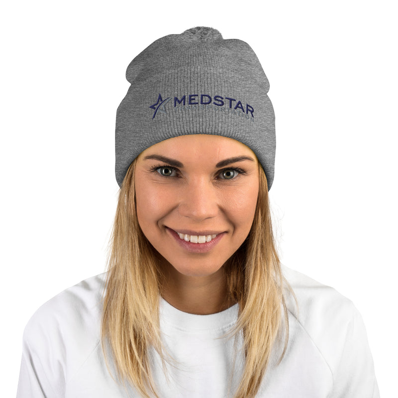 POM-POM BEANIE (MULTIPLE COLOR OPTIONS) - PUFF EMBROIDERY WITH COMPANY LOGO