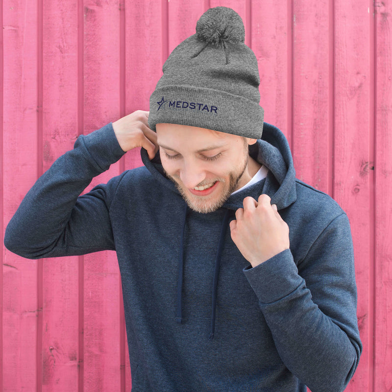 POM-POM BEANIE (MULTIPLE COLOR OPTIONS) - PUFF EMBROIDERY WITH COMPANY LOGO