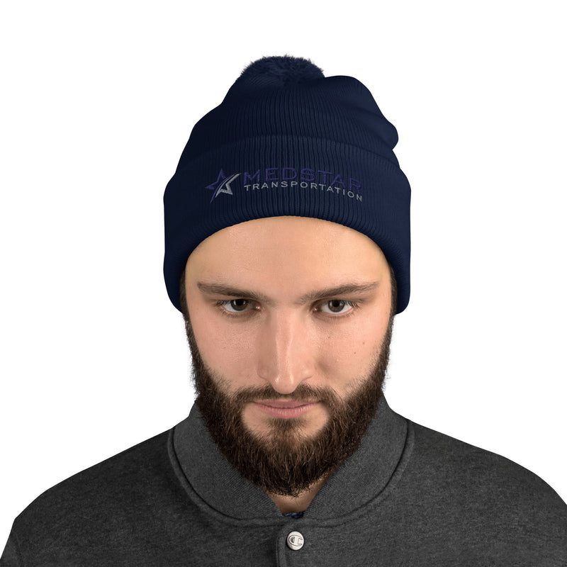 POM-POM BEANIE (MULTIPLE COLOR OPTIONS) - PUFF EMBROIDERY WITH COMPANY LOGO