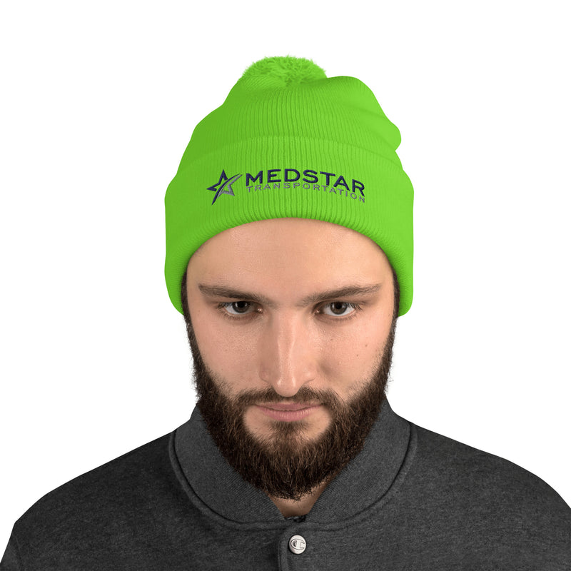 POM-POM BEANIE (MULTIPLE COLOR OPTIONS) - PUFF EMBROIDERY WITH COMPANY LOGO