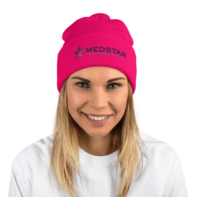 POM-POM BEANIE (MULTIPLE COLOR OPTIONS) - PUFF EMBROIDERY WITH COMPANY LOGO