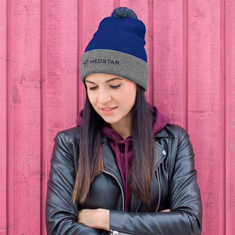 POM-POM BEANIE (MULTIPLE COLOR OPTIONS) - PUFF EMBROIDERY WITH COMPANY LOGO