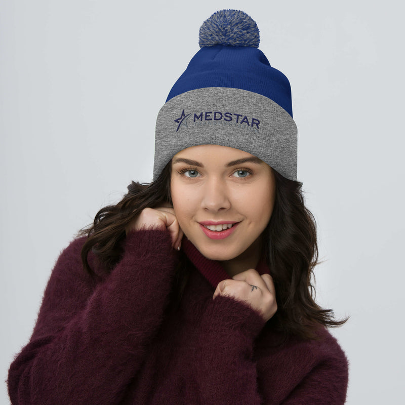 POM-POM BEANIE (MULTIPLE COLOR OPTIONS) - PUFF EMBROIDERY WITH COMPANY LOGO