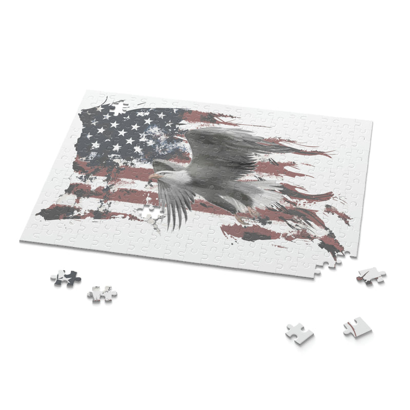 Jigsaw Puzzle - Patriotic American Flag with Eagle (120, 252, 500-Piece)