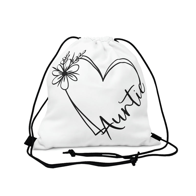 Outdoor 14" x 13" Drawstring Bag with Auntie Heart
