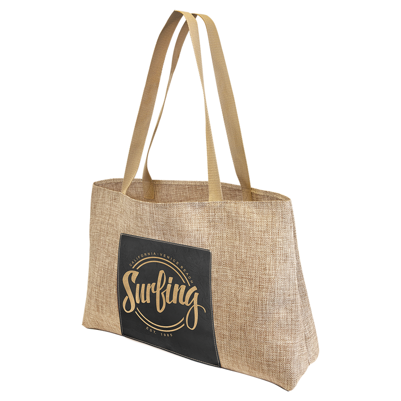 19" x 12"  Burlap Bag with 5" Leatherette Gusset