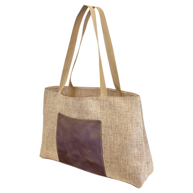 19" x 12"  Burlap Bag with 5" Leatherette Gusset