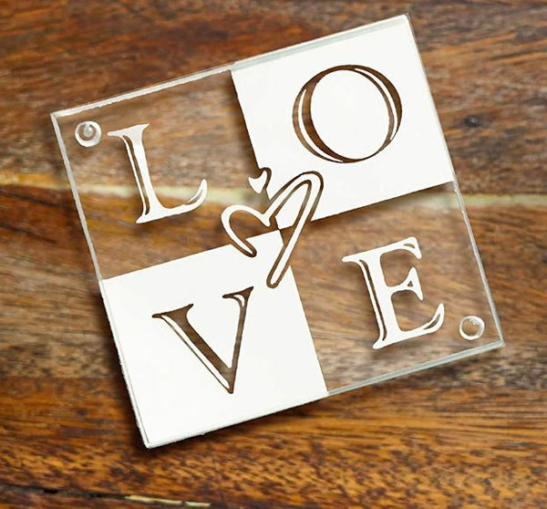 Glass Love Coasters for your Wedding or Anniversary!