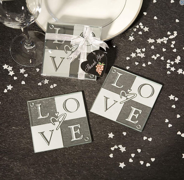 Glass Love Coasters for your Wedding or Anniversary!