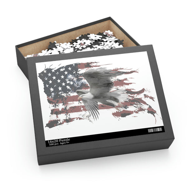 Jigsaw Puzzle - Patriotic American Flag with Eagle (120, 252, 500-Piece)