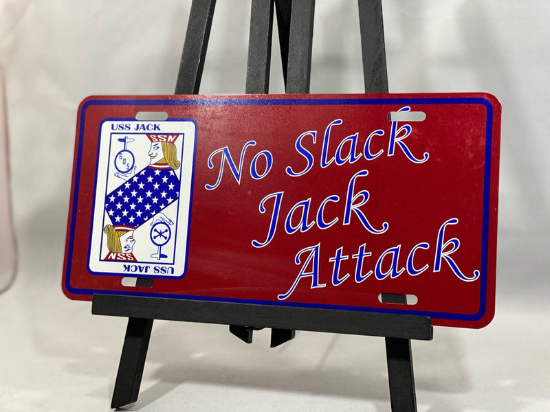 USS Jack front Vanity Plate - "No Slack Jack Attack" with protective cover