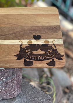 Wood Paddle Board - Just Married Mouse