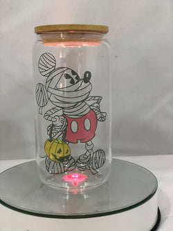 Halloween Glass Can - Mummy Mickey