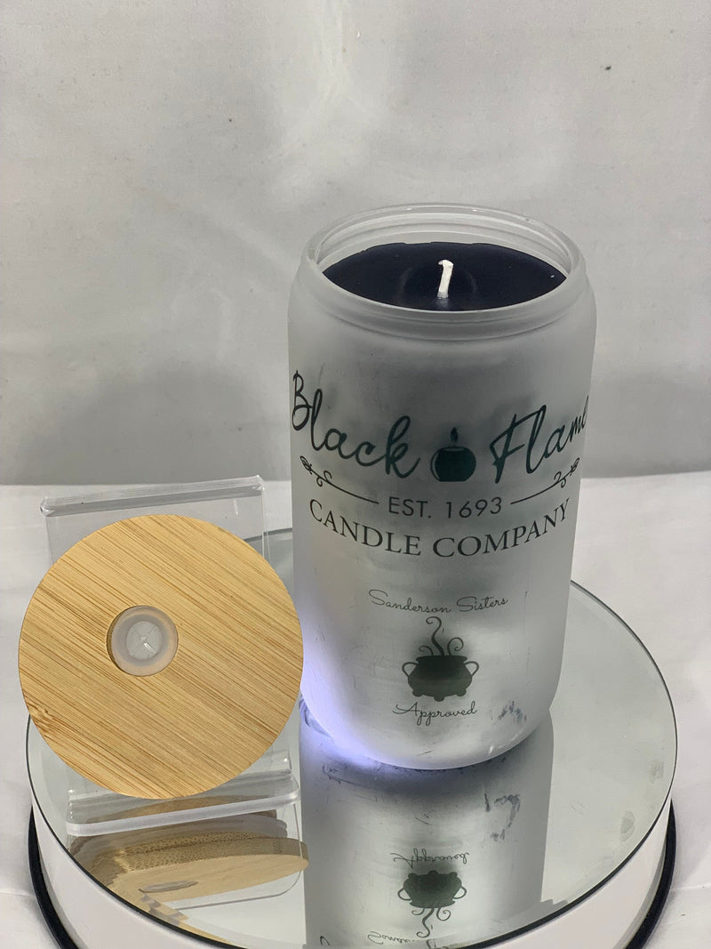 Halloween Glass Can Candle - Black Flame Candle