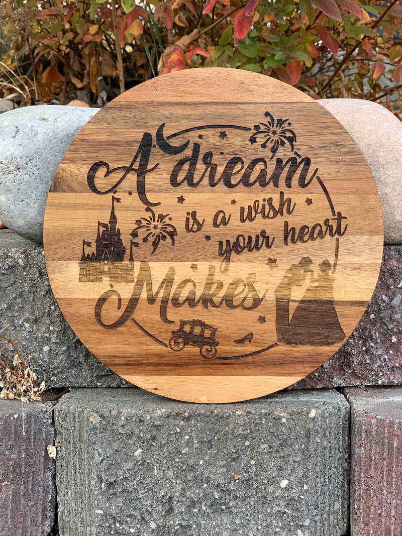 Round Wood Trivet - A Dream is a Wish