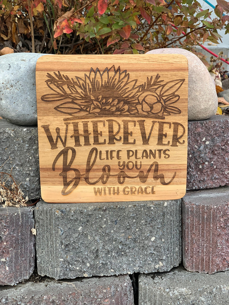 Square Wood Trivet - Bloom With Grace