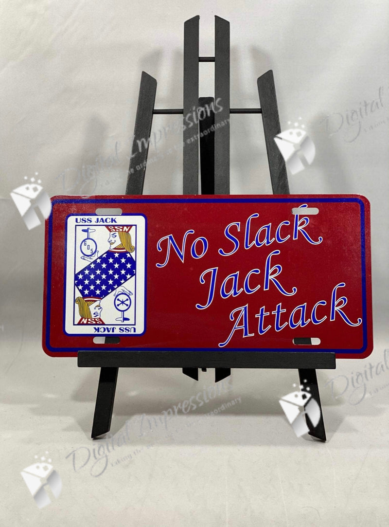USS Jack front Vanity Plate - No Slack Jack Attack with protective cover