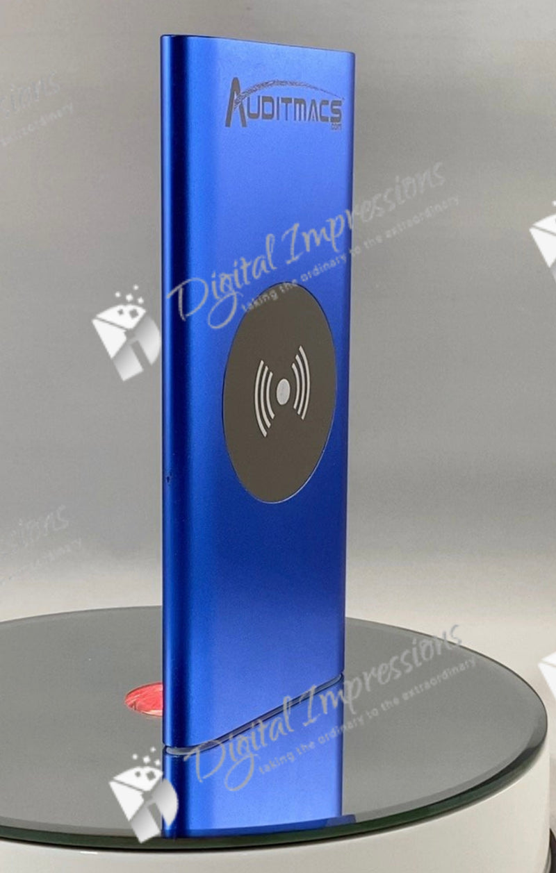 Customized 8000MAH Power Bank & Wireless Anodized Aluminum Charger w/USB Power Cord