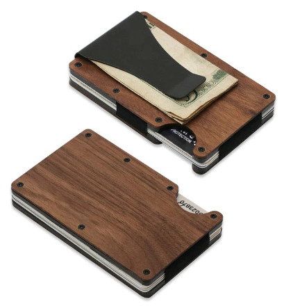 Personalized Metal/Wood Wallet with built in RFID Protection (Personalization Included in price!)